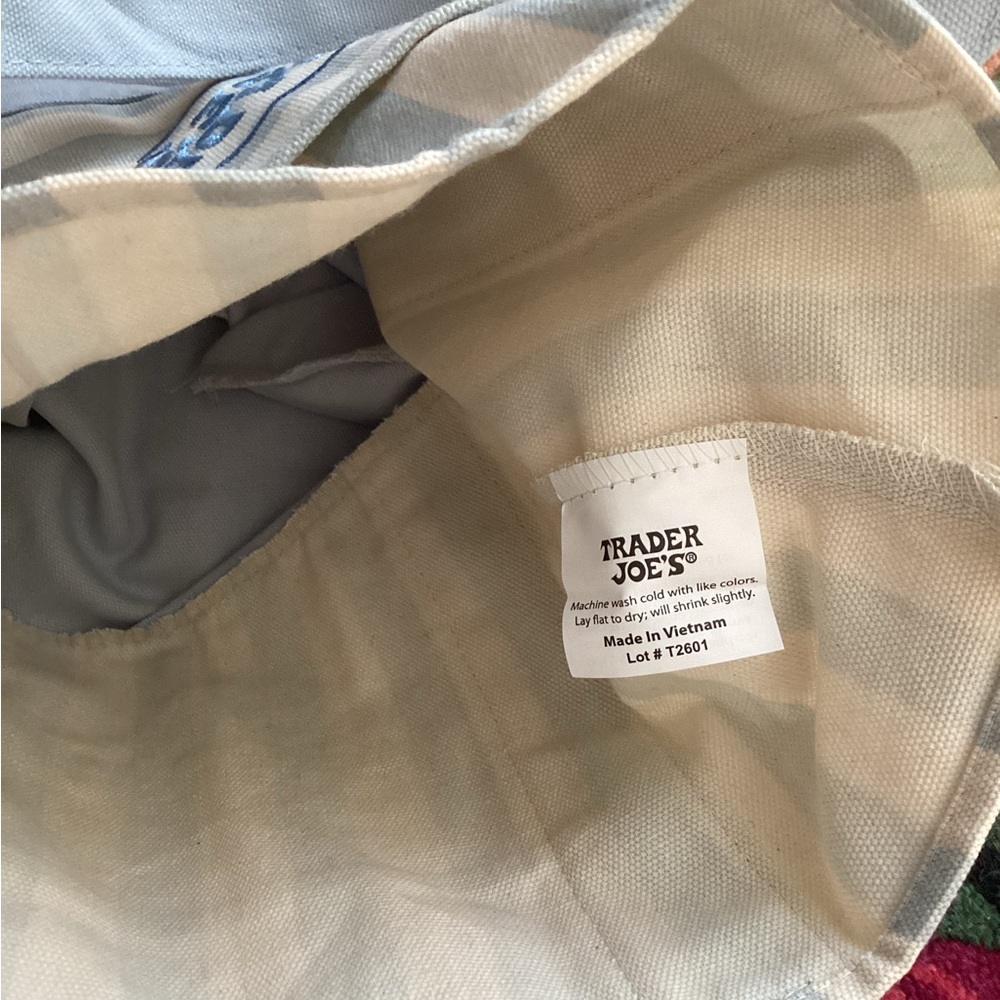 NWT Set of 2! Trader Joe’s Striped Mini Tote Bags Blue and Pink - Picture 5 of 5